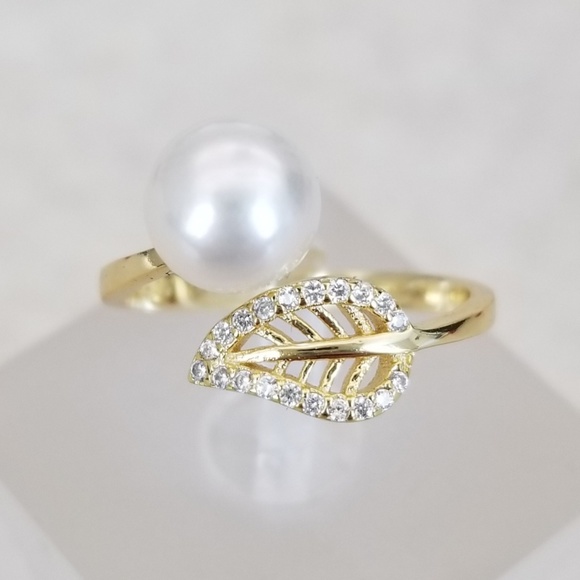 18k Over Sterling 10mm Freshwater Pearl Ring